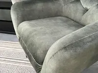 Boho fauteuil in faded green velvet toff, antraciet groen / zwart - afbeelding 4 van  9