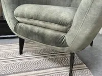 Boho fauteuil in faded green velvet toff, antraciet groen / zwart - afbeelding 5 van  9