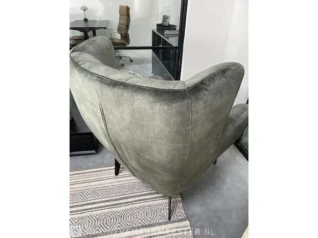 Boho fauteuil in faded green velvet toff, antraciet groen / zwart - afbeelding 7 van  9