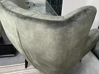 Boho fauteuil in faded green velvet toff, antraciet groen / zwart - afbeelding 7 van  9