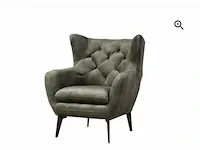 Boho fauteuil in faded green velvet toff, antraciet groen / zwart - afbeelding 8 van  9