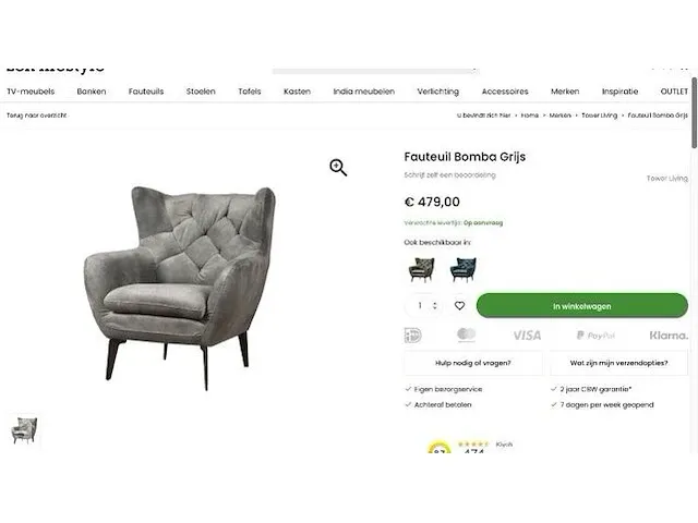 Boho fauteuil in faded green velvet toff, antraciet groen / zwart - afbeelding 9 van  9