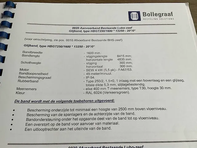 Bollegraaf hbgt250/1600x13250 transportband (c) - afbeelding 7 van  15