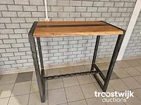 Boomstam bartafel eiken geolied incl. stalen frame 114cm breedte 63-65cm hoogte 115cm - afbeelding 1 van  6