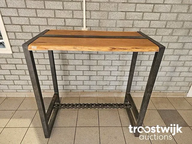 Boomstam bartafel eiken geolied incl. stalen frame 114cm breedte 63-65cm hoogte 115cm - afbeelding 3 van  6