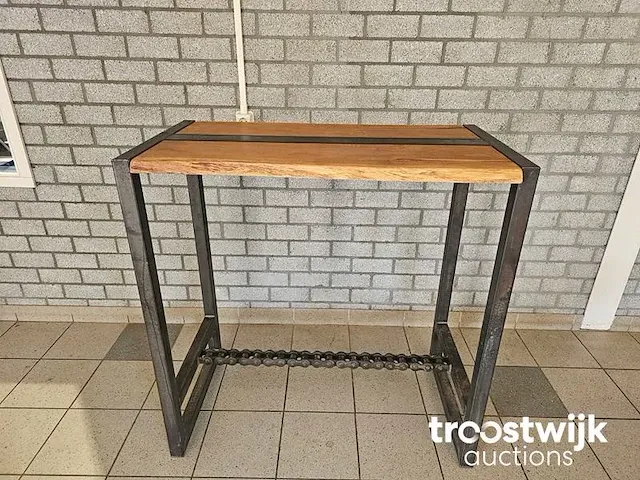 Boomstam bartafel eiken geolied incl. stalen frame 114cm breedte 63-65cm hoogte 115cm - afbeelding 5 van  6
