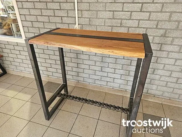Boomstam bartafel eiken geolied incl. stalen frame 114cm breedte 63-65cm hoogte 115cm - afbeelding 6 van  6