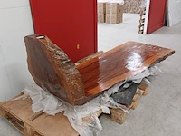 Boomstam tafel l shape tropisch hardhout, 2025 - afbeelding 2 van  12