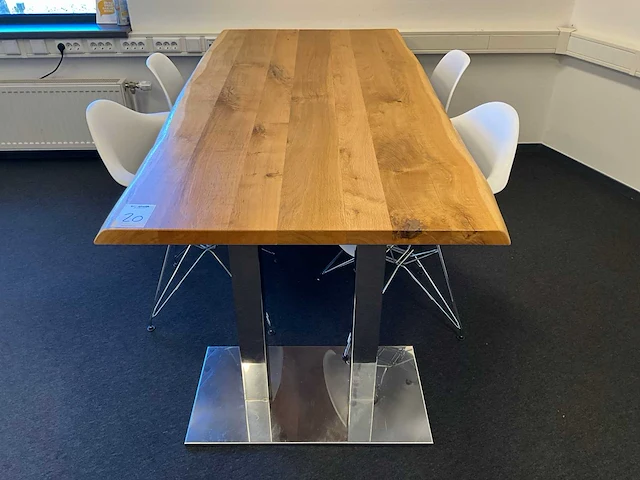 Boomstam vergadertafel met 4 stoelen - afbeelding 2 van  4