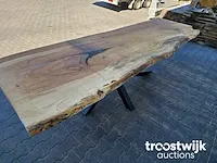 Boomstamtafel beuken incl. stalen onderstel 290 cm lang 79cm hoog - afbeelding 2 van  5