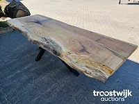Boomstamtafel beuken incl. stalen onderstel 290 cm lang 79cm hoog - afbeelding 4 van  5