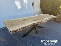 Boomstamtafel populier incl. stalen onderstel 259cm lang 77cm hoog - afbeelding 2 van  5