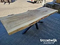 Boomstamtafel populier incl. stalen onderstel 259cm lang 77cm hoog - afbeelding 4 van  5