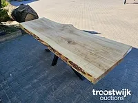 Boomstamtafel populier incl. stalen onderstel 259cm lang 77cm hoog - afbeelding 5 van  5