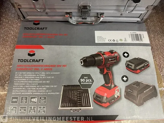 Boormachine met lader en 2x accu in koffer toolcraft - afbeelding 3 van  4
