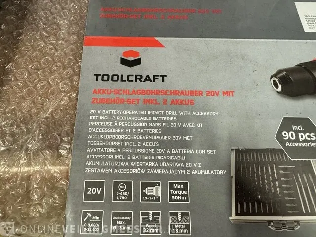 Boormachine met lader en 2x accu in koffer toolcraft - afbeelding 4 van  4