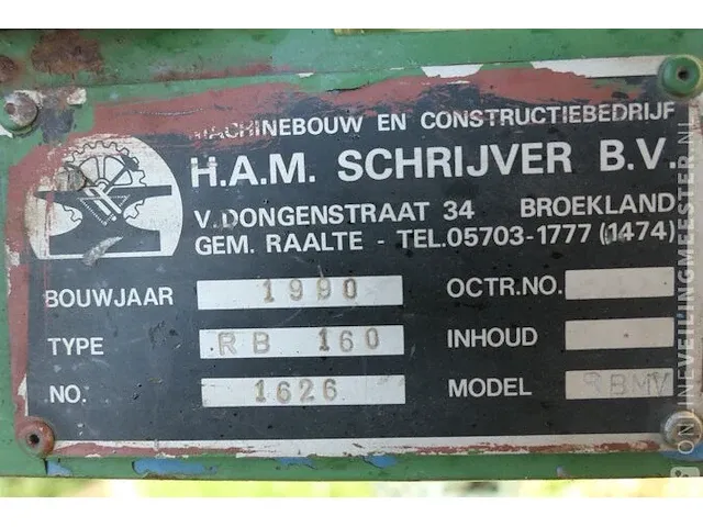 Borstel, hefgedragen schrijver bv, rb160, bouwjaar 1990 - afbeelding 12 van  13