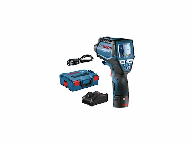 Bosch 12v system infraroodthermometer gis 1000 c (1 accu 12v + oplader met appfunctie temperatuurbereik: -40c tot 1000c in l-boxx - afbeelding 2 van  4