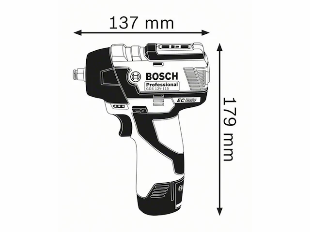 Bosch accu-slagmoersleutel gds 12v-115 met 2 x 3,0 ah li-ion accu l-boxx - afbeelding 2 van  4