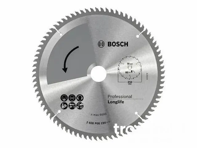Bosch cirkelzaagblad precision - 250x2x30/-,t80 (1) - afbeelding 1 van  1