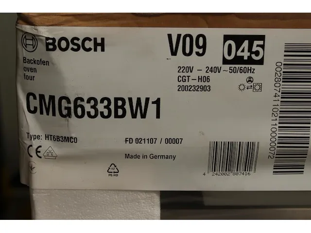 Bosch cmg633bw1 inbouw combi oven wit. afmeting 60 x 45 cm - afbeelding 3 van  3
