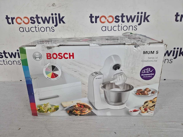 Bosch mum58259 - keukenmachine - 1000w - 3,9 l - wit/rvs - afbeelding 2 van  2