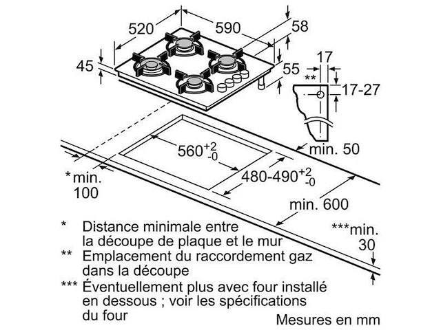 Bosch pop6b6b10 gaskookplaat zwart - afbeelding 2 van  5