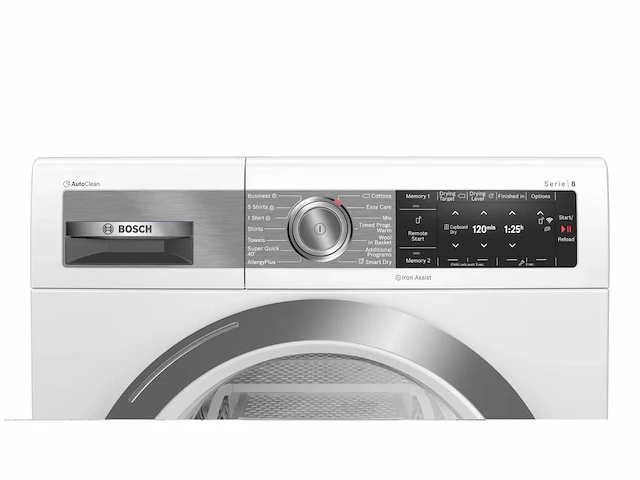 Bosch serie 8 wtx88eh9gb wasdroger vrijstaand voorbelading 9 kg a+++ wit - afbeelding 9 van  13