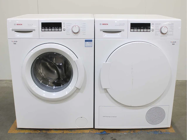 Bosch serie|2 varioperfect wasmachine & bosch serie|4 selfcleaning condenser wasdroger - afbeelding 1 van  8