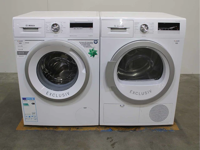 Bosch serie|4 varioperfect ecosilence drive exclusiv wasmachine & bosch serie|4 exclusiv wasdroger - afbeelding 1 van  8