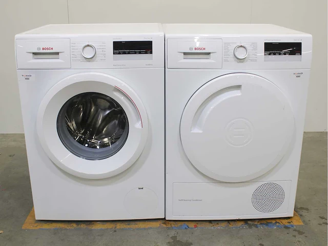 Bosch serie|4 varioperfect ecosilence drive wasmachine & bosch serie|4 selfcleaning condenser wasdroger - afbeelding 1 van  8