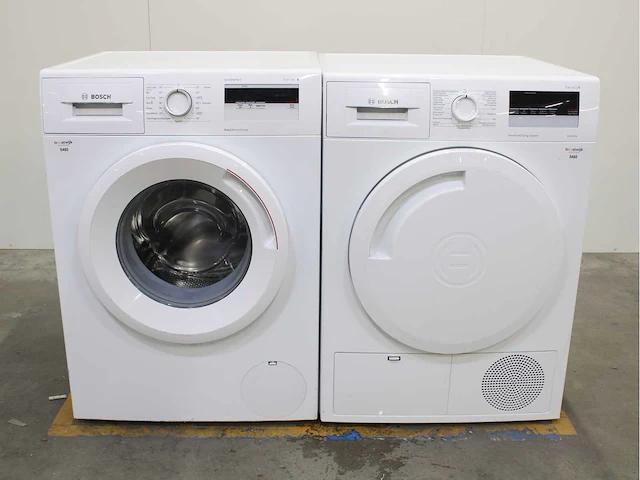 Bosch serie|4 varioperfect ecosilence drive wasmachine & bosch serie|4 sensitivedrying system autodry wasdroger - afbeelding 1 van  8