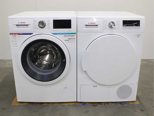 Bosch serie|6 activeoxygen ecosilencedrive wasmachine & bosch serie|4 exclusiv wasdroger - afbeelding 1 van  8