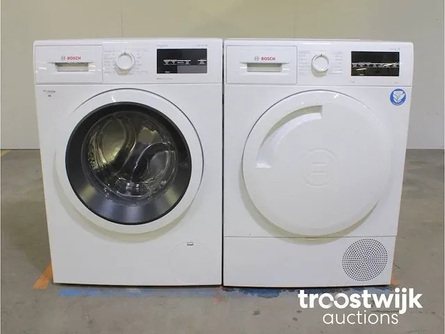 Bosch serie|6 varioperfect ecosilence drive wasmachine & bosch serie|6 a+++ droger - afbeelding 1 van  8