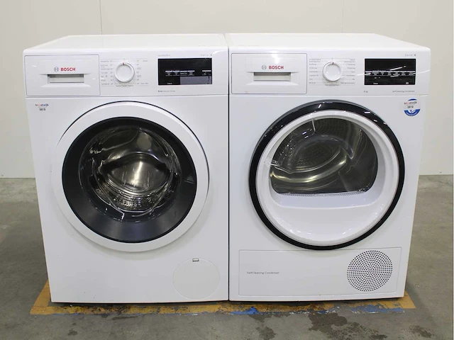 Bosch serie|6 varioperfect ecosilence drive wasmachine & bosch serie|6 selfcleaning condenser wasdroger - afbeelding 1 van  8