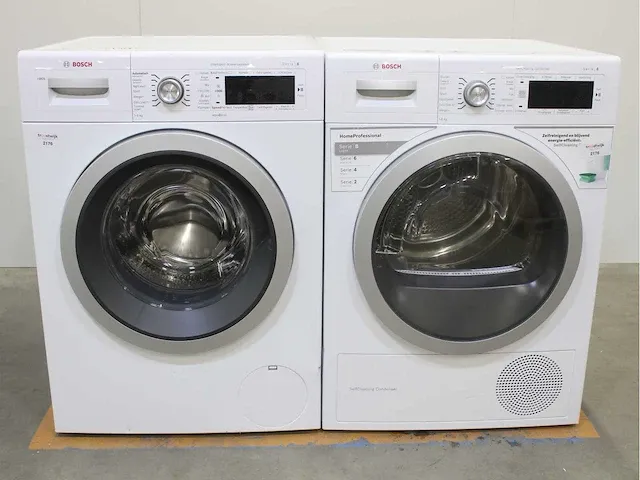 Bosch serie|8 i-dos wasmachine & bosch serie|8 selfcleaning condenser droger - afbeelding 1 van  8