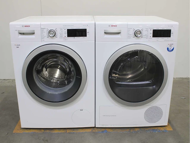 Bosch serie|8 i-dos wasmachine & bosch serie|8 selfcleaning condenser wasdroger - afbeelding 1 van  8
