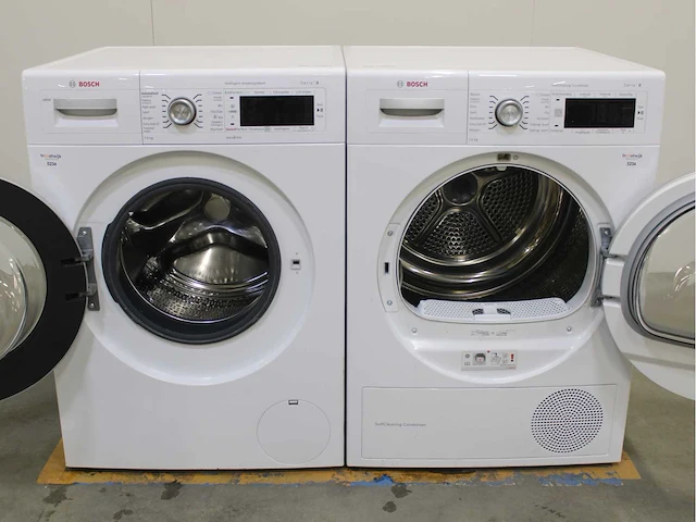 Bosch serie|8 i-dos wasmachine & bosch serie|8 selfcleaning condenser wasdroger - afbeelding 2 van  8