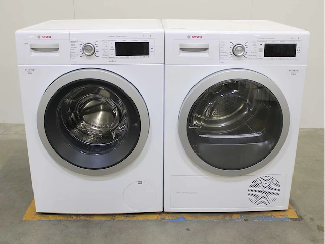 Bosch serie|8 i-dos wasmachine & bosch serie|8 selfcleaning condenser wasdroger - afbeelding 1 van  8