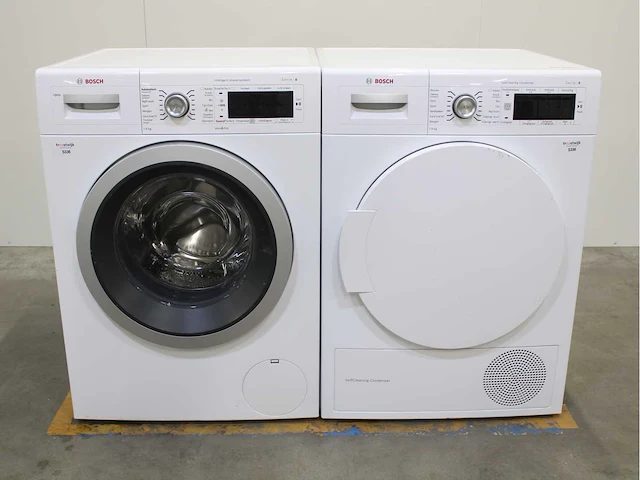 Bosch serie|8 i-dos wasmachine & bosch serie|8 selfcleaning condenser wasdroger - afbeelding 1 van  8
