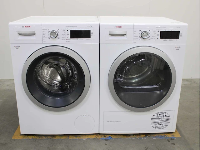 Bosch serie|8 i-dos wasmachine & bosch serie|8 selfcleaning condenser wasdroger - afbeelding 1 van  8