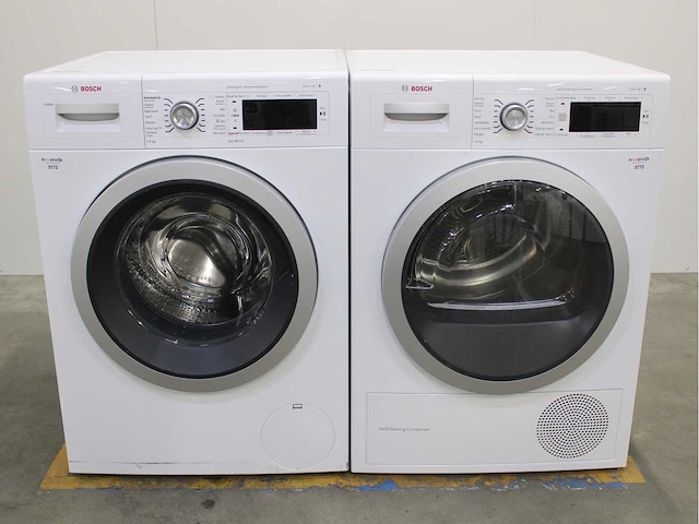Bosch serie|8 i-dos wasmachine & bosch serie|8 selfcleaning condenser wasdroger - afbeelding 1 van  8