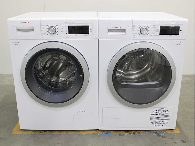 Bosch serie|8 i-dos wasmachine & bosch serie|8 selfcleaning condenser wasdroger - afbeelding 1 van  8