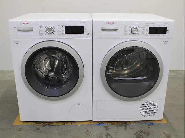 Bosch serie|8 i-dos wifi wasmachine & bosch serie|8 selfcleaning condenser wasdroger - afbeelding 1 van  8