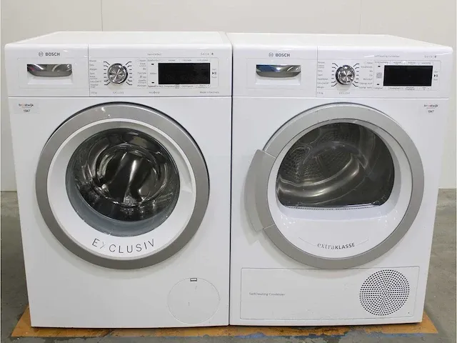 Bosch serie|8 varioperfect exclusiv wasmachine & bosch serie|8 selfcleaning condenser exclusiv droger - afbeelding 1 van  8