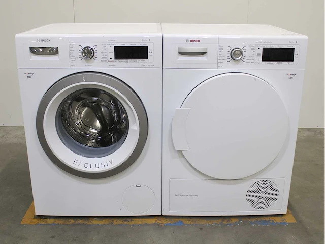 Bosch serie|8 varioperfect exclusiv wasmachine & bosch serie|8 selfcleaning condenser wasdroger - afbeelding 1 van  8