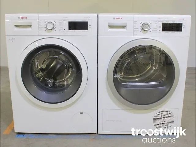 Bosch serie|8 varioperfect wasmachine & bosch serie|8 selfcleaning condenser droger - afbeelding 1 van  8