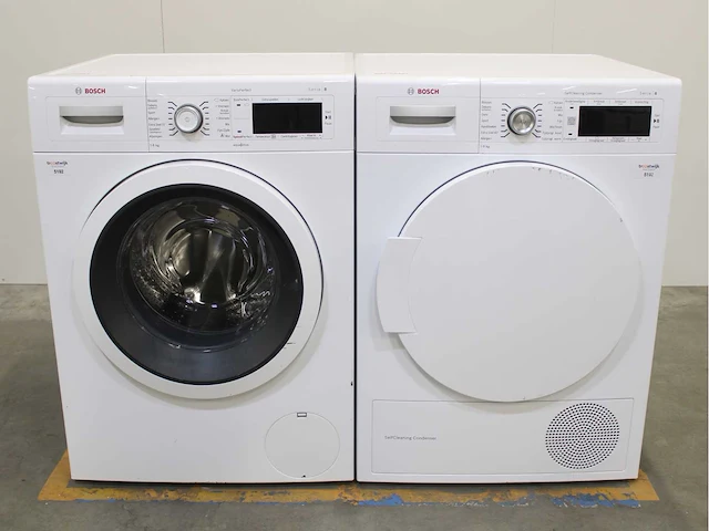 Bosch serie|8 varioperfect wasmachine & bosch serie|8 selfcleaning condenser wasdroger - afbeelding 1 van  8