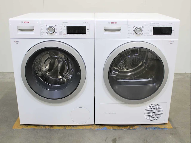 Bosch serie|8 varioperfect wasmachine & bosch serie|8 selfcleaning condenser wasdroger - afbeelding 1 van  8