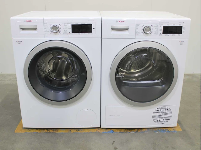 Bosch serie|8 varioperfect wasmachine & bosch serie|8 selfcleaning condenser wasdroger - afbeelding 1 van  8